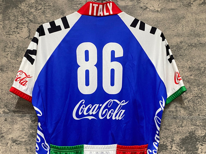 KG287 サンティーニ Santini 半袖 サイクルジャージ 白 青 S