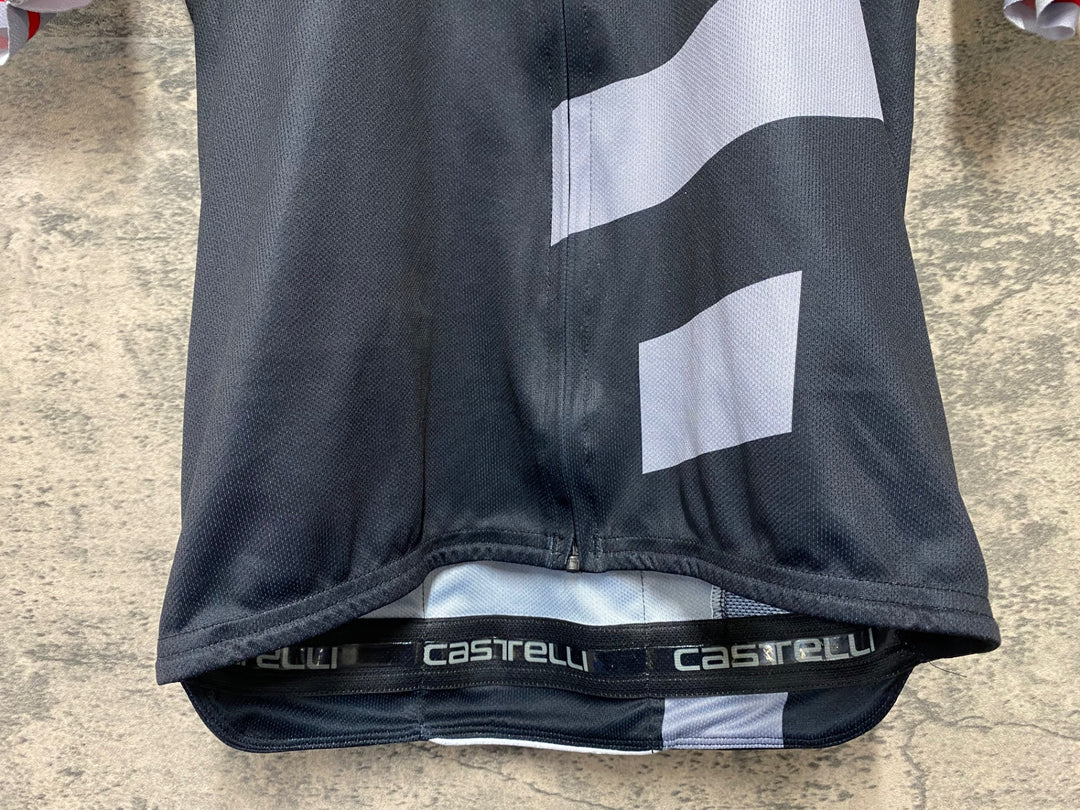 KD409 カステリ CASTELLI 半袖 サイクルジャージ 黒グレー S ※ロゴべたつき