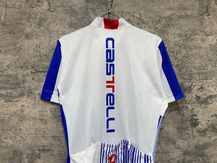 KA779 カステリ CASTELLI 半袖サイクルジャージ 白青 M