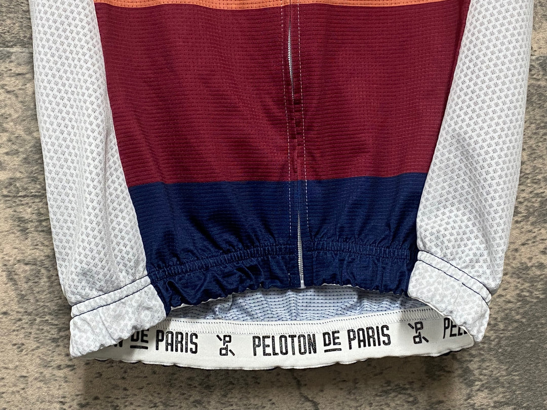 KH092 プロトンドパリ PELOTON DE PARIS 半袖 サイクルジャージ 白 バーガンディ XS