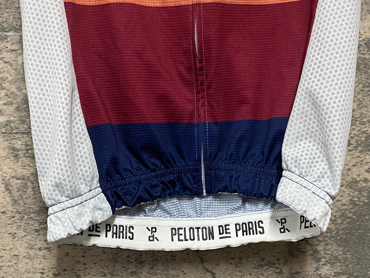 KH092 プロトンドパリ PELOTON DE PARIS 半袖 サイクルジャージ 白 バーガンディ XS