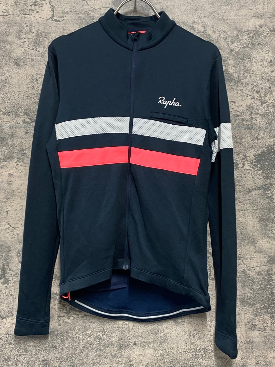 JU100 ラファ Rapha BREVET LONG SLEEVE JERSEY 長袖サイクルジャージ 紺 S