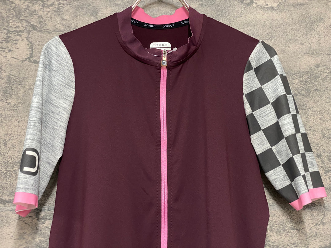 KM230 ドットアウト DOTOUT FANATICA JERSEY 半袖 サイクルジャージ 赤グレー S