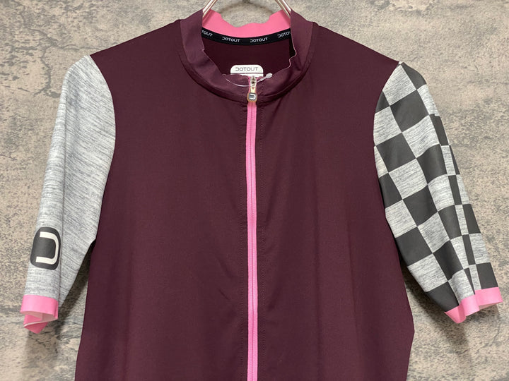 KM230 ドットアウト DOTOUT FANATICA JERSEY 半袖 サイクルジャージ 赤グレー S