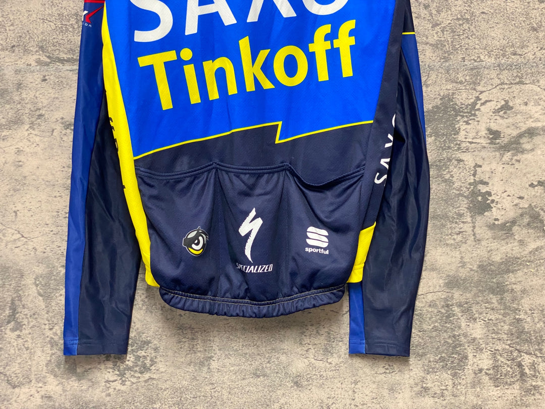 KJ806 スポーツフル sportful 長袖 サイクルジャージ 黃 紺 M 裏起毛 SAXO BANK