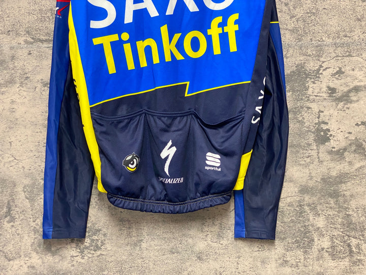 KJ806 スポーツフル sportful 長袖 サイクルジャージ 黃 紺 M 裏起毛 SAXO BANK
