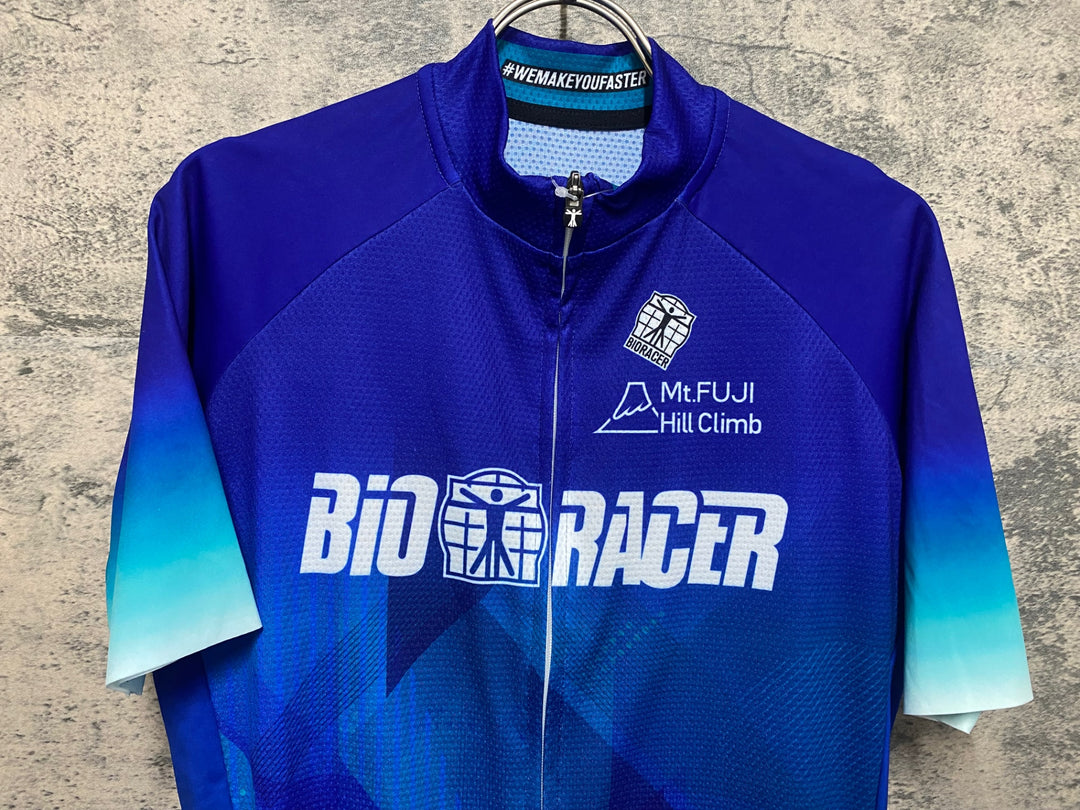 JS090 ビオレーサー BIORACER 半袖 サイクルジャージ 青 4/L Mt.FUJI Hill Climb
