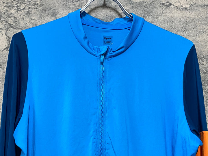 KC675 ラファ Rapha PRO TEAM LONG SLEEVE TRAINING JERSEY 長袖 サイクルジャージ ターコイズ 紺 XL