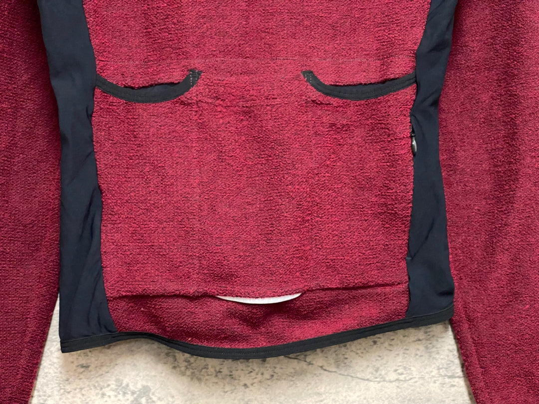 JM965 カフェドシクリステ Cafe du Cycliste MARGUERITE man 長袖 サイクルジャージ 赤 XS 裏起毛