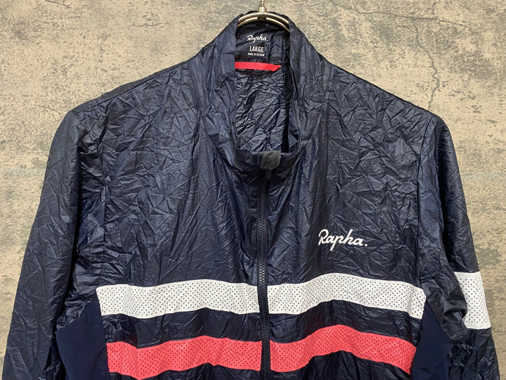 JY128 ラファ Rapha WOMEN'S BREVET WIND JACKET 長袖 ウィンドブレーカー 紺 L