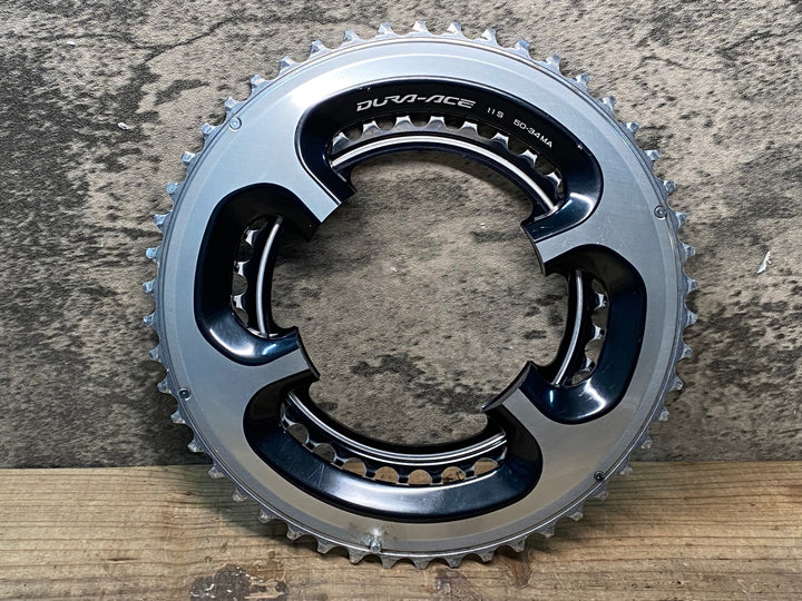 JM838 シマノ SHIMANO デュラエース DURA-ACE FC-9000 チェーンリング 50/34T ※歯の摩耗大の為ジャンク
