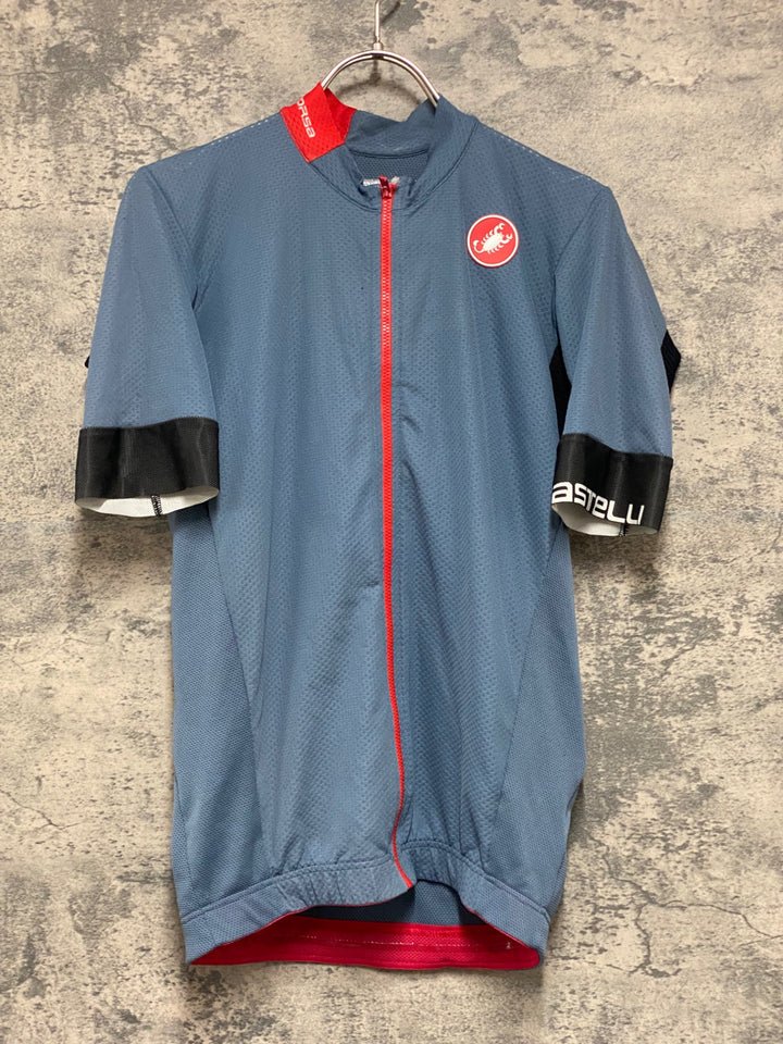 KG032 カステリ CASTELLI ロッソコルサ ROSSO CORSA 半袖 サイクルジャージ ターコイズ L ※小穴