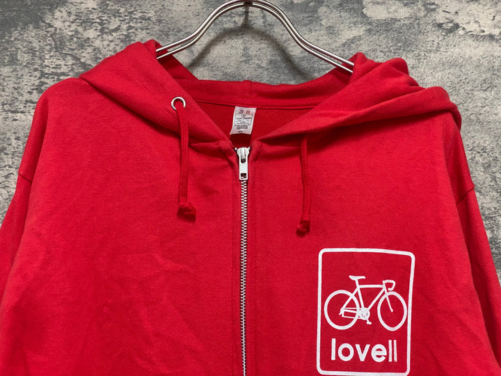 KD224 ラベル Lovell フロントジップ パーカー フーディ XL 赤