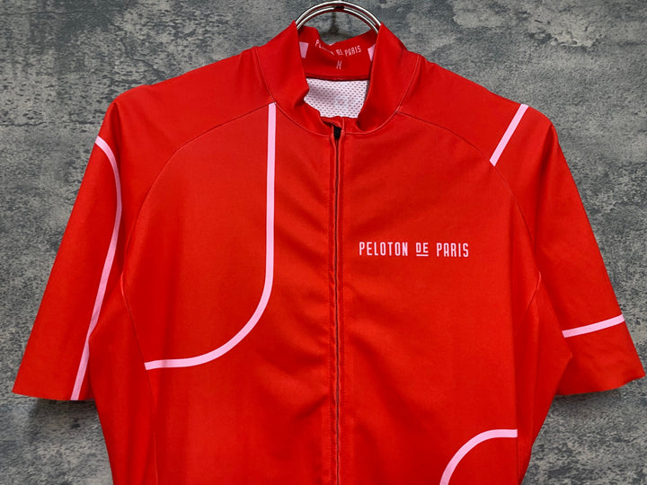 JQ129 プロトンドパリ Peloton de Paris 半袖 サイクルジャージ 赤 M