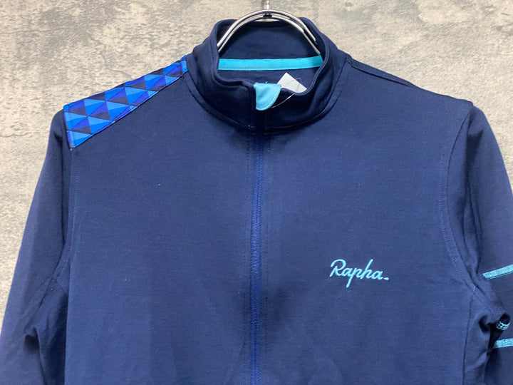 KB435 ラファ Rapha LONG SLEEVE CROSS JERSEY 長袖 サイクルジャージ 紺 M