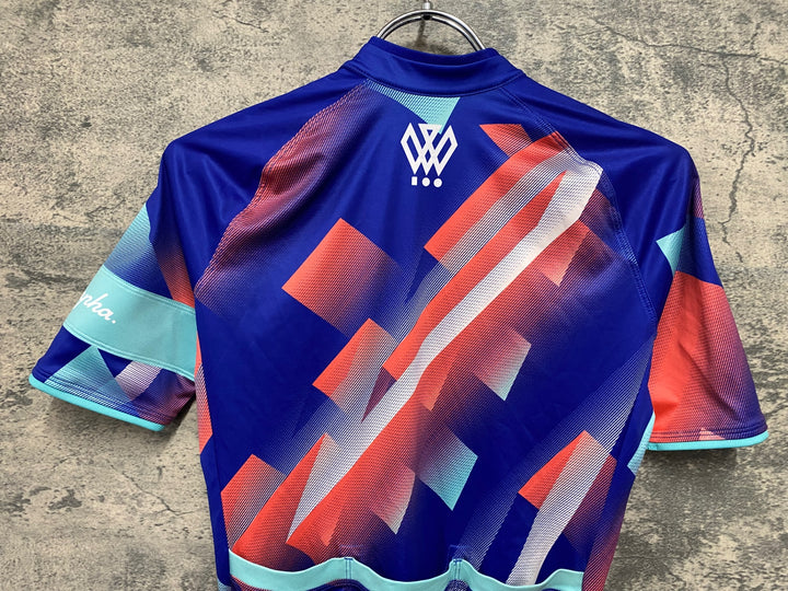 JT899 ラファ Rapha WOMEN'S 100 CORE JERSEY 半袖サイクルジャージ 青 XS ※タバコ臭