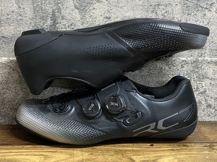JW277 シマノ SHIMANO RC7 SH-RC702M ビンディングシューズ 黒 シルバー EU44 SPD-SL WIDE