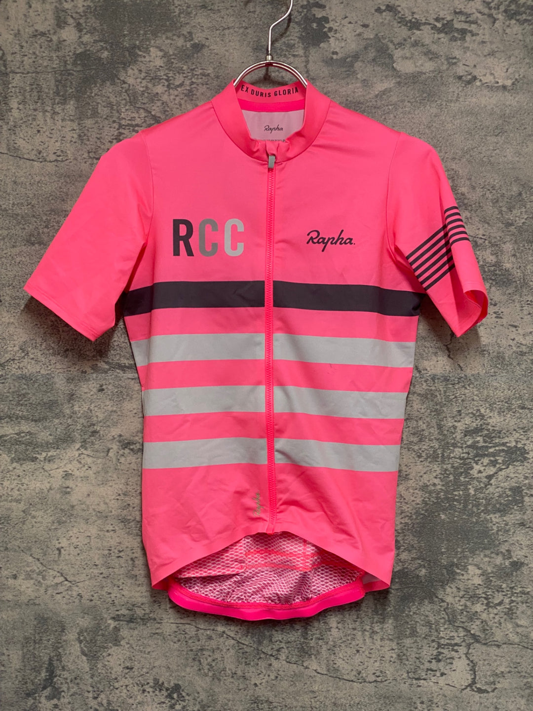 KF569 ラファ Rapha RCC MID WEIGHT JERSEY 半袖 サイクルジャージ ピンク XS ※汚れあり