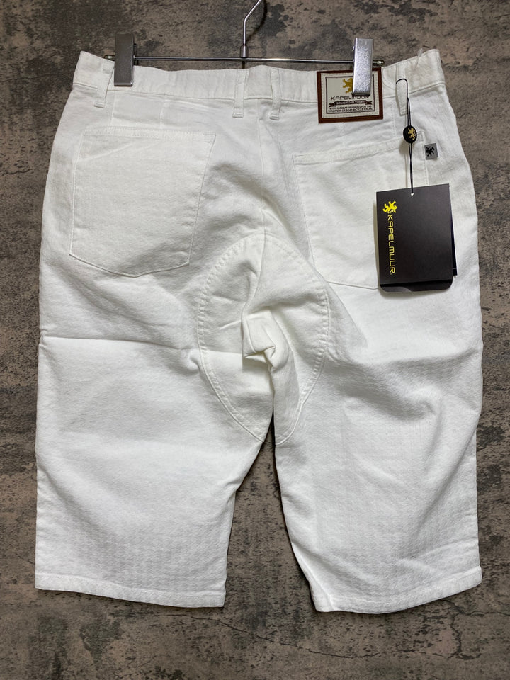 JO909 カペルミュール KAPELMUUR 児島 デニム ハーフパンツ ジャガード千鳥 ホワイト XL