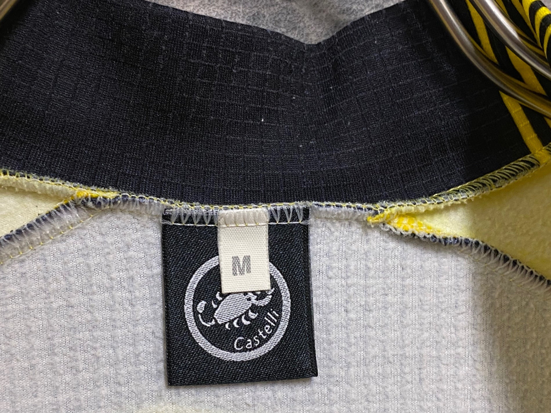 JE767 カステリ CASTELLI 長袖 サイクルジャージ 黄 M 裏起毛 ONCE