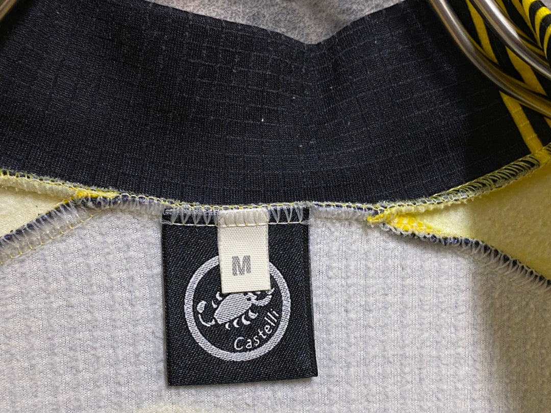 JE767 カステリ CASTELLI 長袖 サイクルジャージ 黄 M 裏起毛 ONCE