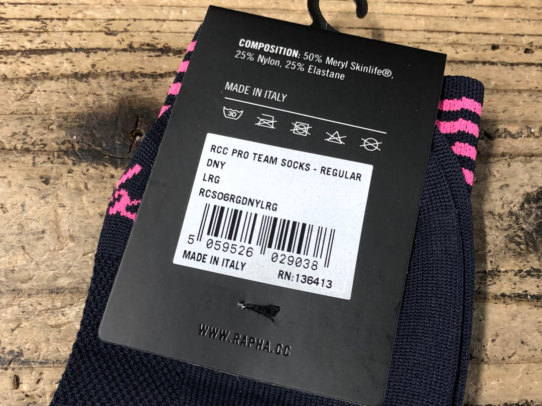 KD257 ラファ Rapha RCC PRO TEAM SOCKS REGULAR サイクルソックス 黒 L