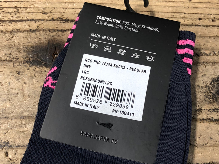 KD257 ラファ Rapha RCC PRO TEAM SOCKS REGULAR サイクルソックス 黒 L