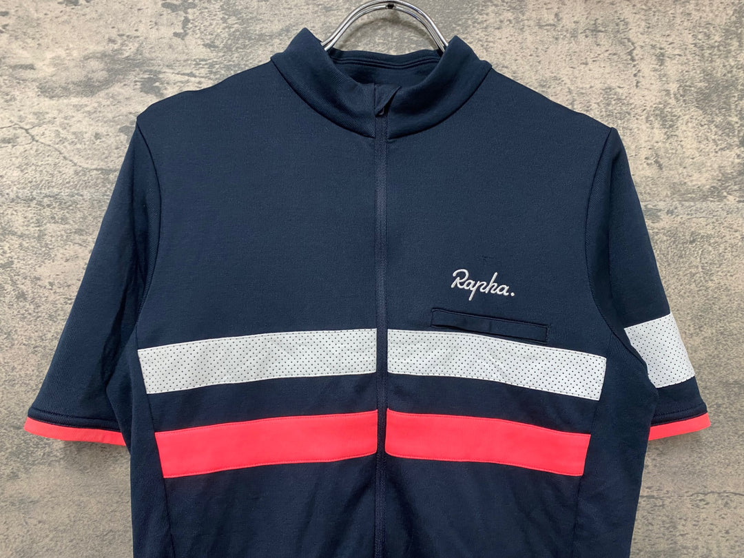 JH046 ラファ Rapha BREVET JERSEY Ⅱ 半袖 サイクルジャージ 紺 ピンク