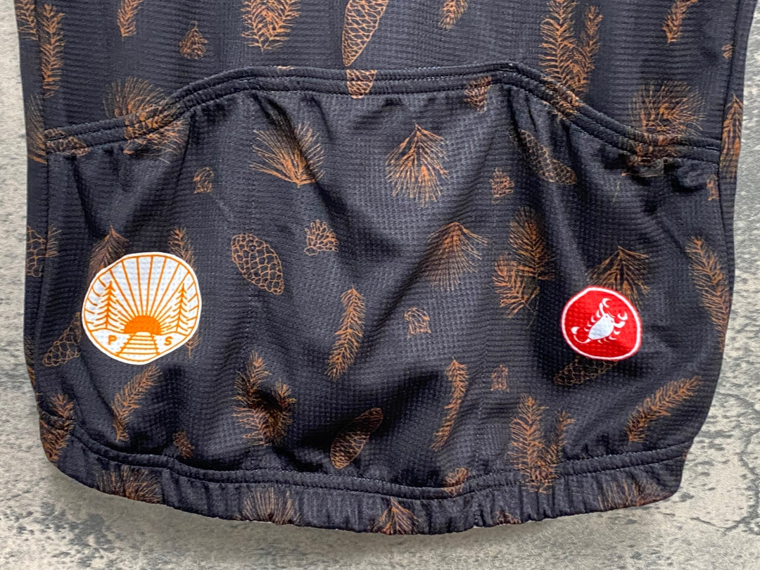 JZ532 カステリ CASTELLI 半袖 サイクルジャージ 黒 オレンジ S polen