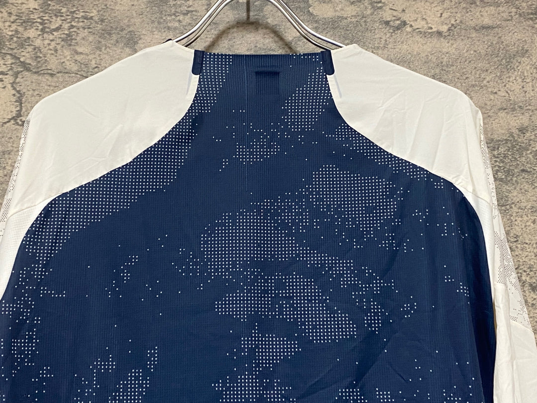 KN406 ラファ Rapha MEN'S TRAIL FINALE WINDBLOCK JERSEY - TRAIL PRINT 長袖 サイクルジャージ 紺 白 S