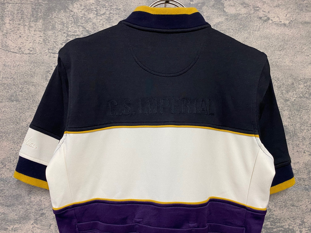 KC384 ラファ Rapha IMPERIAL WORKS TRICOLOUR JERSEY 半袖 サイクルジャージ 黒 白 紫 S