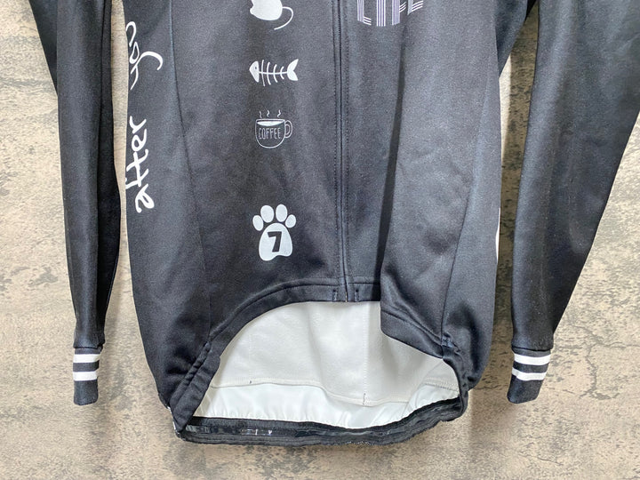 KH936 ジェッセージ GSG 長袖 サイクルジャケット 黒 S 裏起毛 猫柄