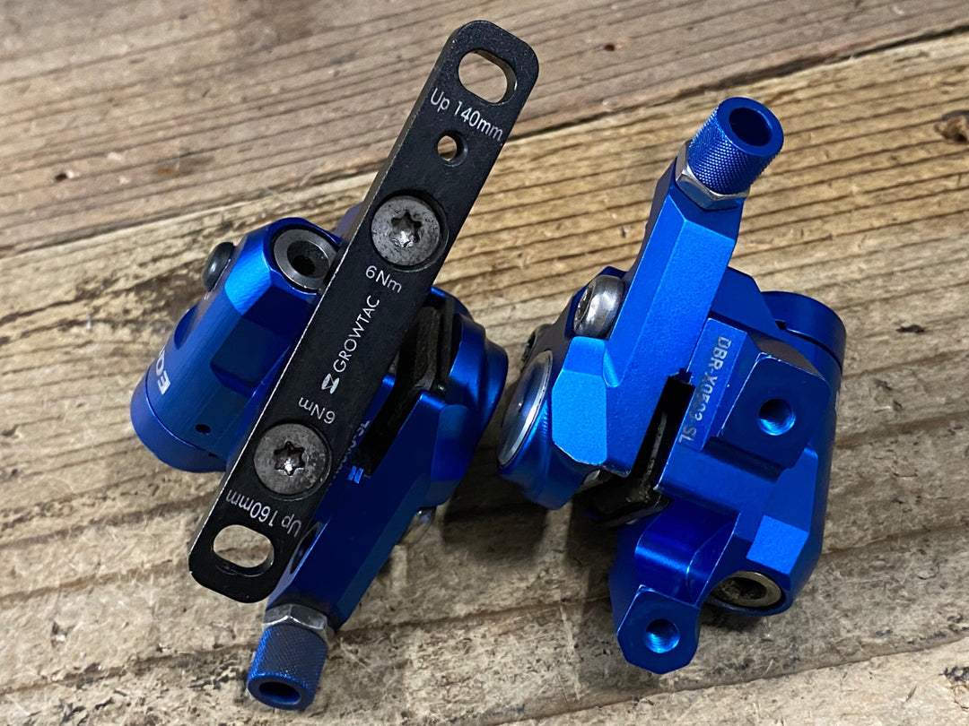 JO390 グロータック GROWTAC EQUAL MECHANICAL DISC ディスクブレーキキャリパー 前後セット 青