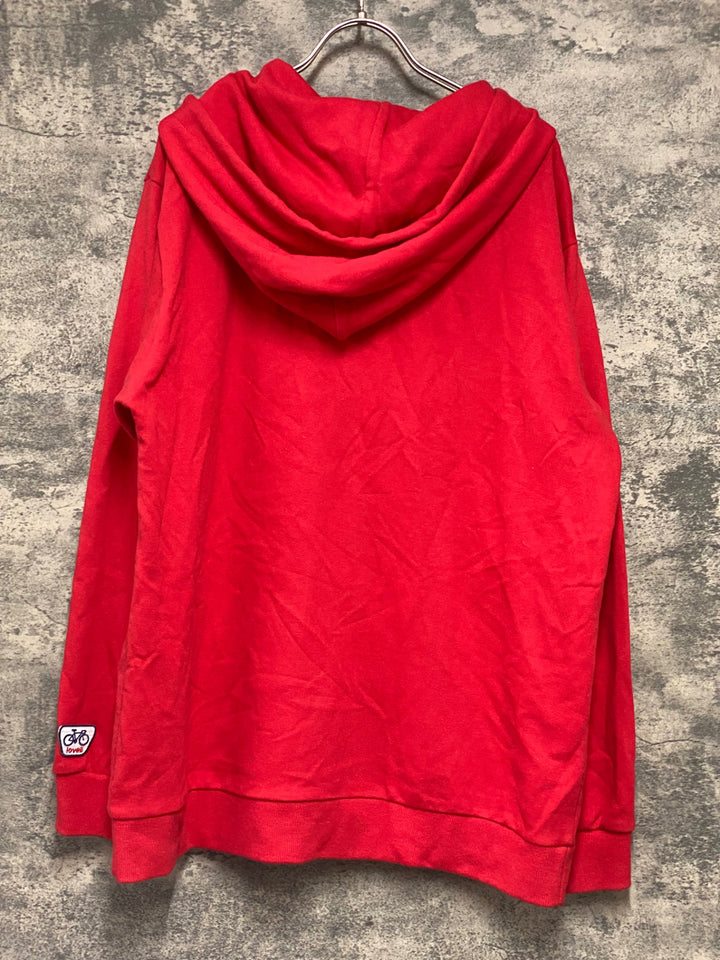 KD224 ラベル Lovell フロントジップ パーカー フーディ XL 赤