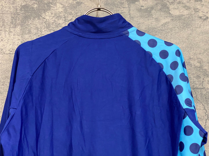 JO218 ルコックスポルティフ le coq sportif 長袖 サイクルジャージ ハーフジップ 青 水玉 レディース L