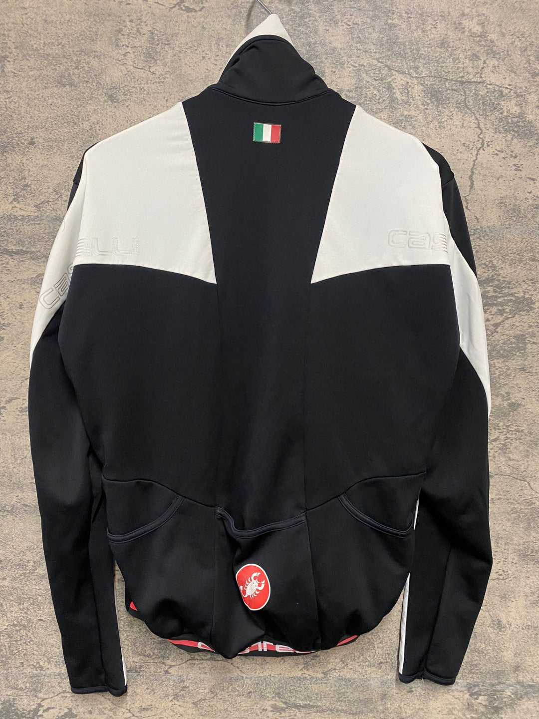 JT665 カステリ CASTELLI ロッソコルサ ROSSO CORSA 長袖 サイクルジャージ 黒 L 裏起毛 GORE WINDSTOPPER