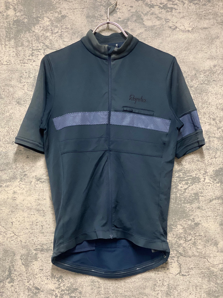 KI163 ラファ Rapha BREVET JERSEY 半袖 サイクルジャージ 濃紺 S ※色褪せ