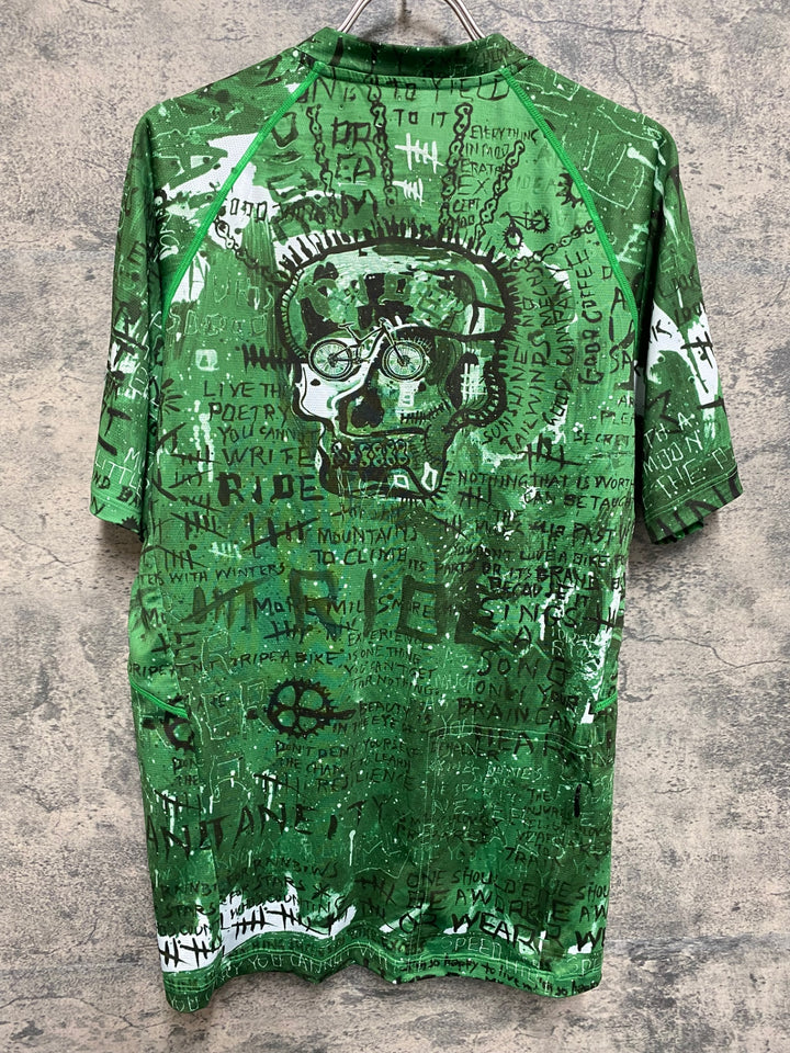 JS503 サイコロジー CYCLOGY MTB 半袖 ドライ Tシャツ 緑 柄 S