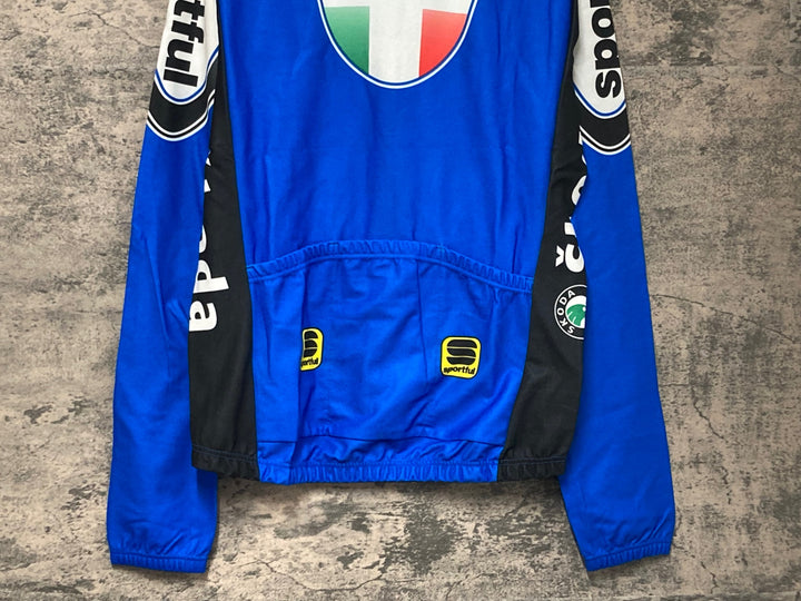JV557 スポーツフル sportful 長袖 サイクルジャージ 青 白 XL 裏起毛 ITALIA Skoda