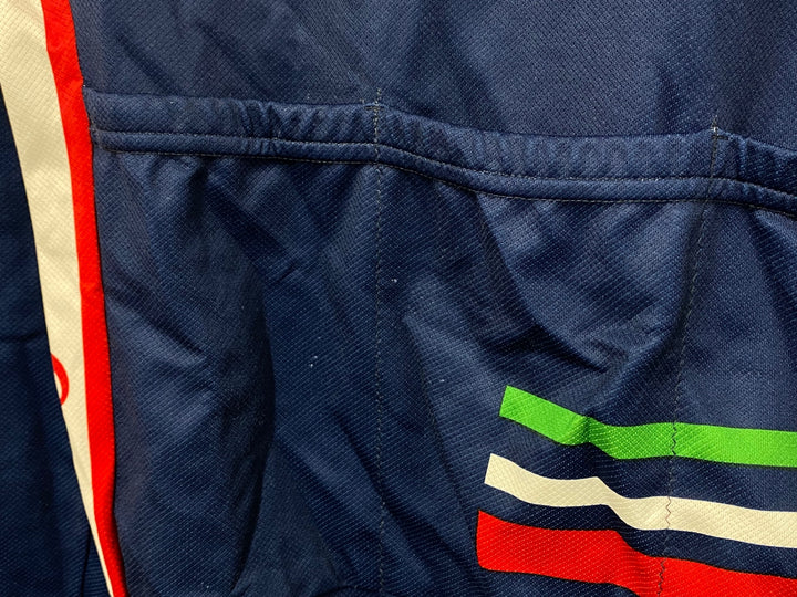 KF186 サンティーニ Santini 長袖 サイクルジャージ ネイビー M 裏起毛 DE ROSA FLAMINIA