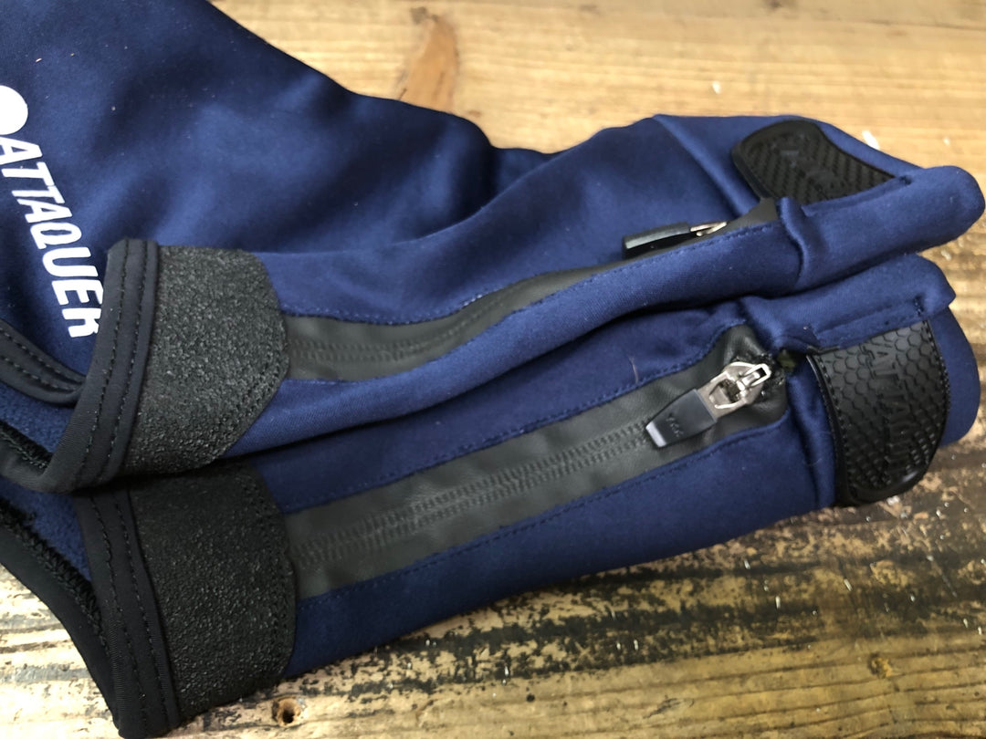 JN366 アタッカー ATTAQUER シューズカバー 紺 M 裏起毛 ※剥がれのためジャンク