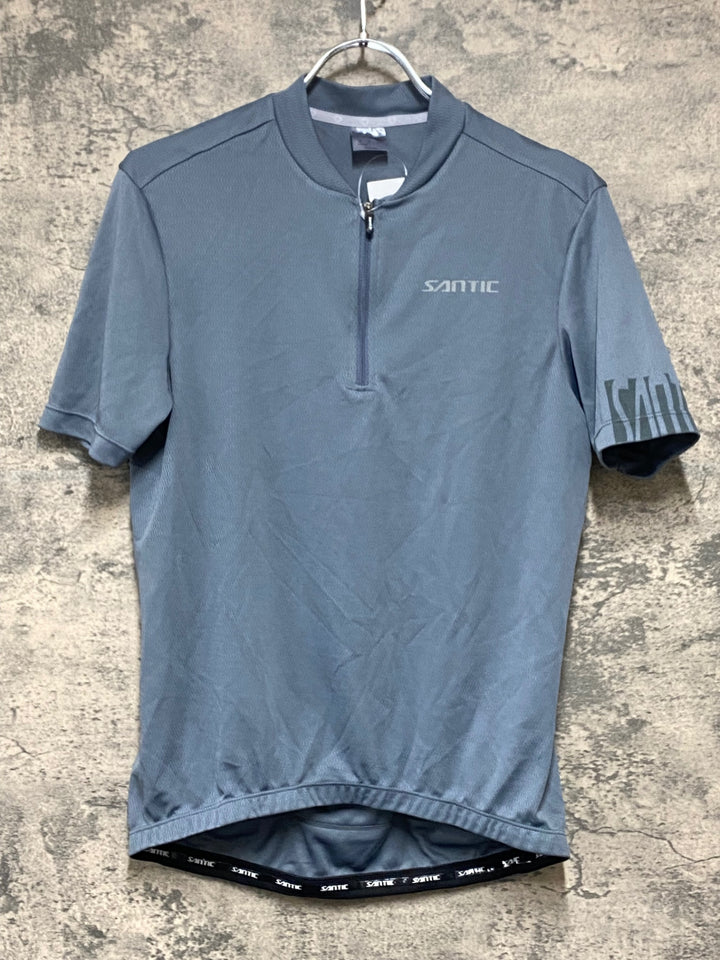 KI592 サンテック SANTIC 半袖 サイクルジャージ 水色 M ハーフジップ