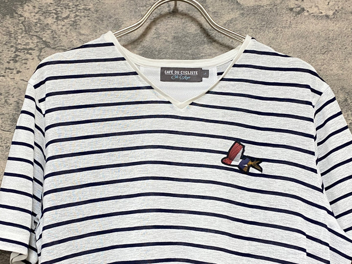 KD066 カフェドシクリステ CAFE DU CYCLISTE PAULINE Men 半袖 サイクルジャージ グラベル 白 ボーダー L