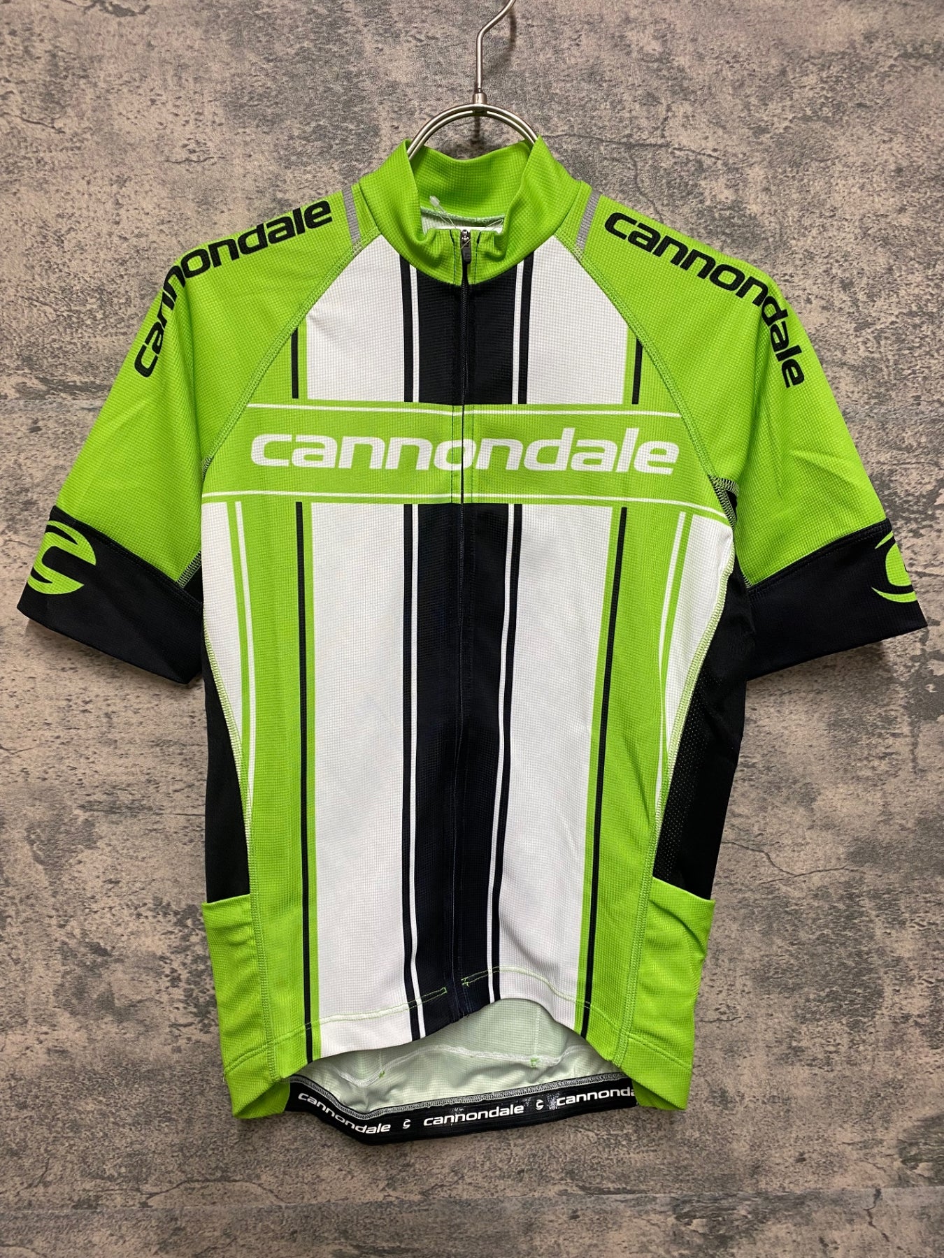 JS446 キャノンデール CANNONDALE 半袖 サイクルジャージ 緑 白 S/P