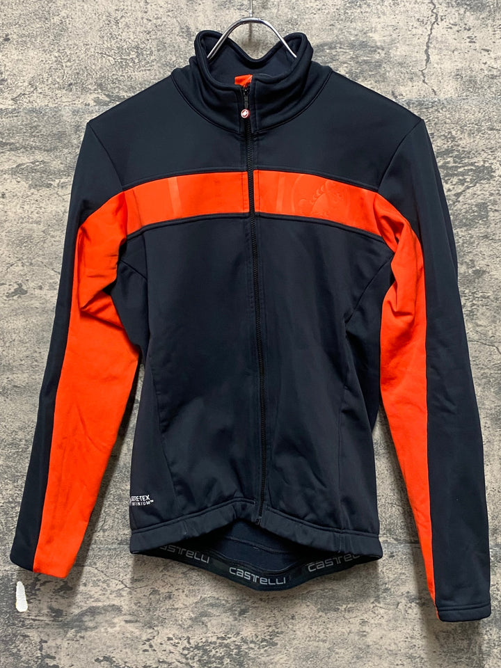 KP755 カステリ CASTELLI 長袖 サイクルジャケット 黒 オレンジ M 裏起毛 GORE-TEX
