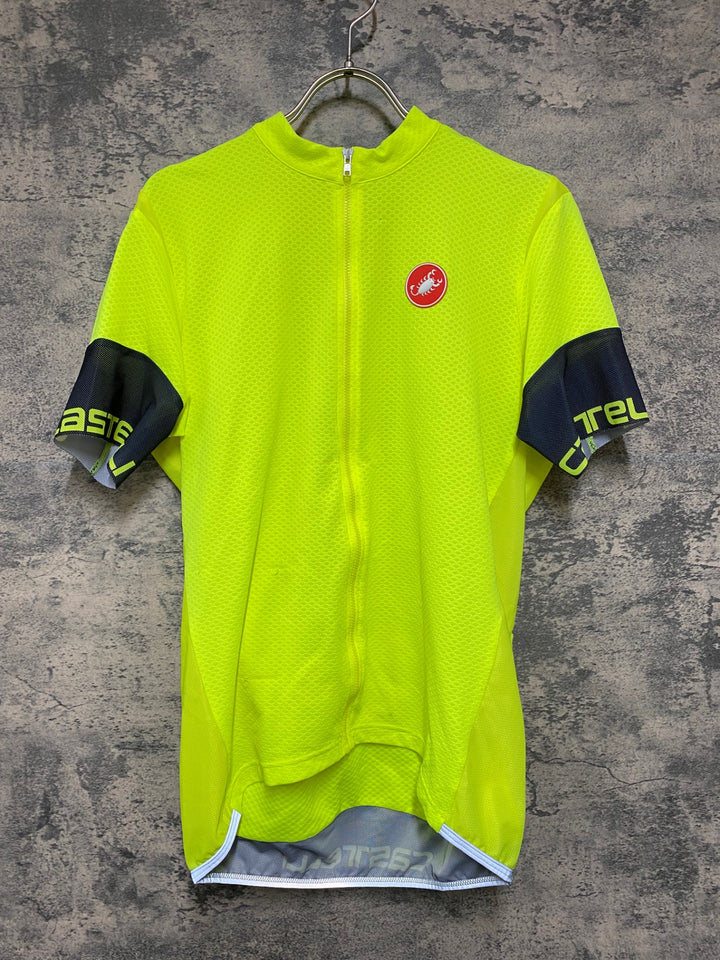 KB215 カステリ CASTELLI 半袖 サイクルジャージ 黄 XL ※ほつれ