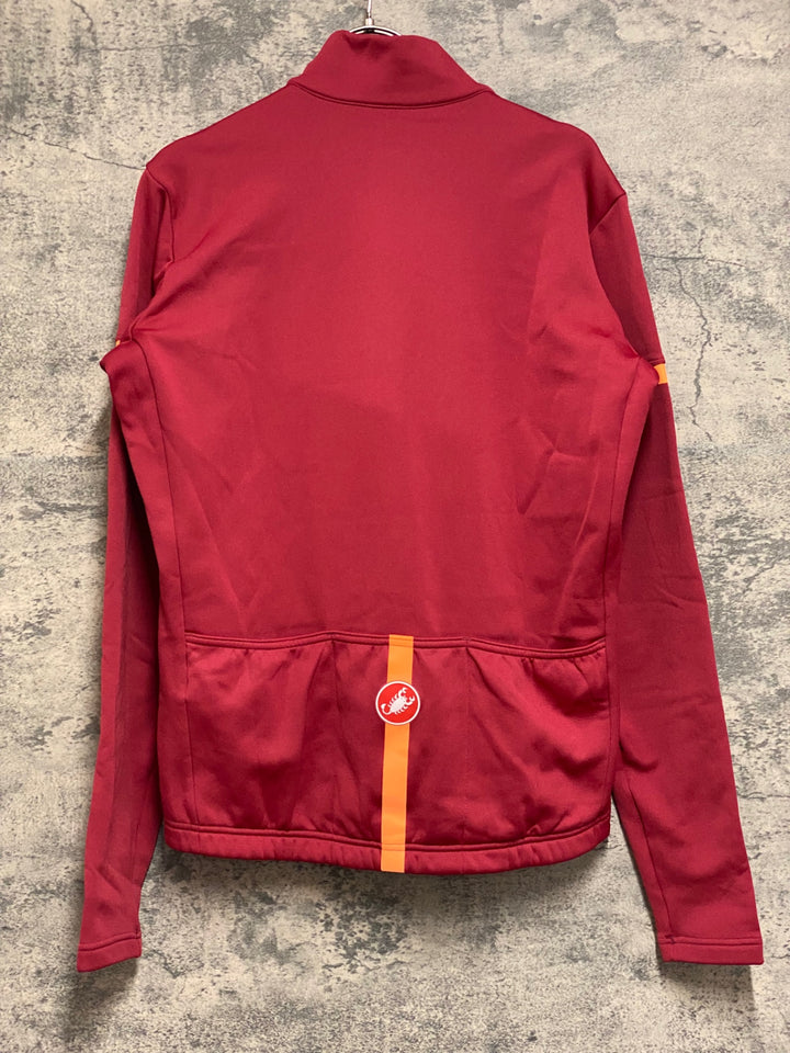 JN498 カステリ CASTELLI 長袖 サイクルジャージ 赤 L 裏起毛
