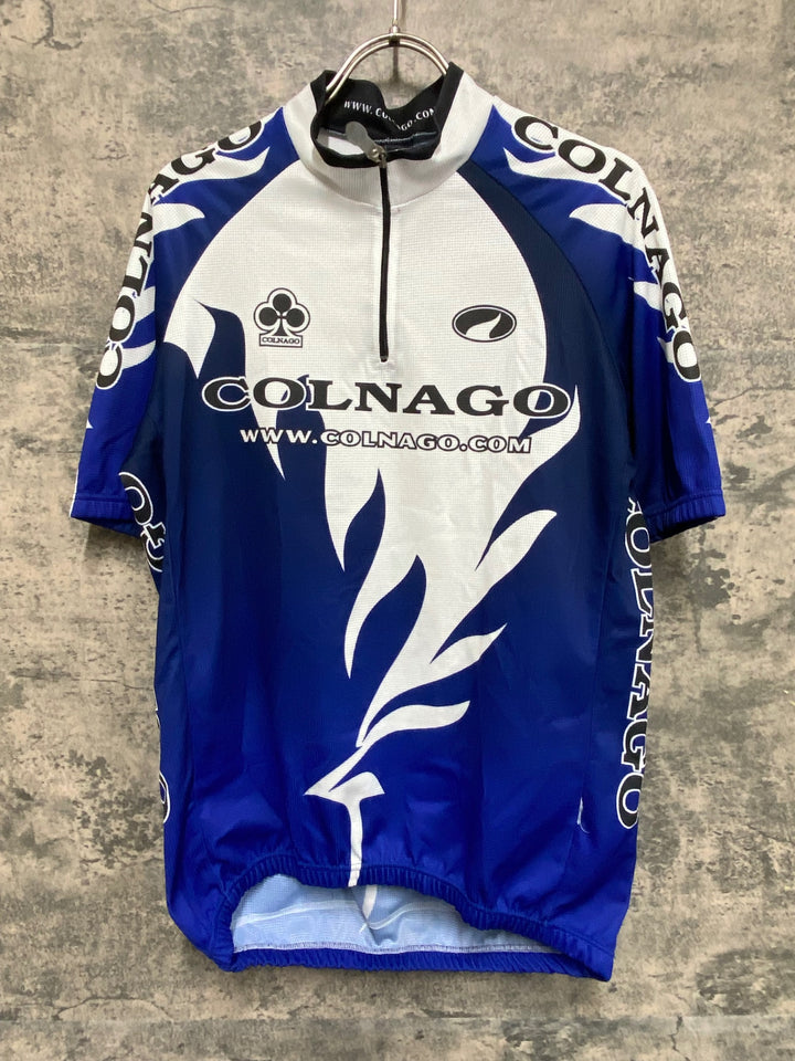 KF485 コルナゴ COLNAGO ハーフジップ 半袖 サイクルジャージ 白 青 サイズ不明