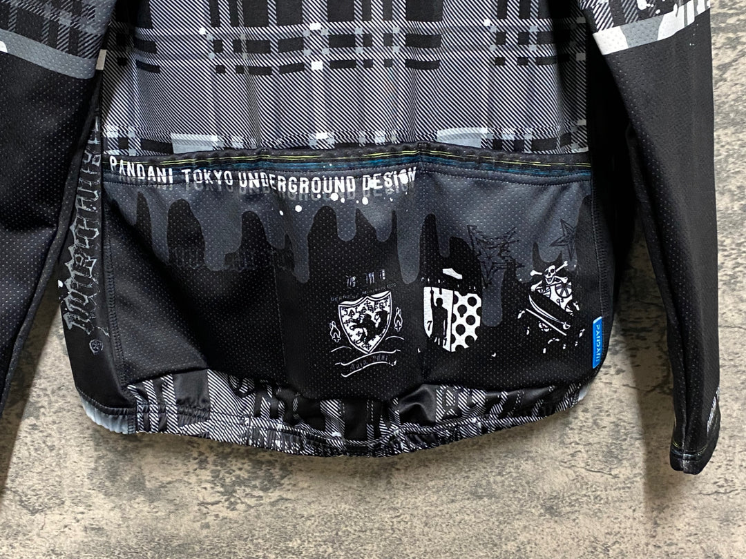 JR924 パンダーニ PANDANI 長袖 サイクルジャケット 黒 白 チェック M 裏起毛