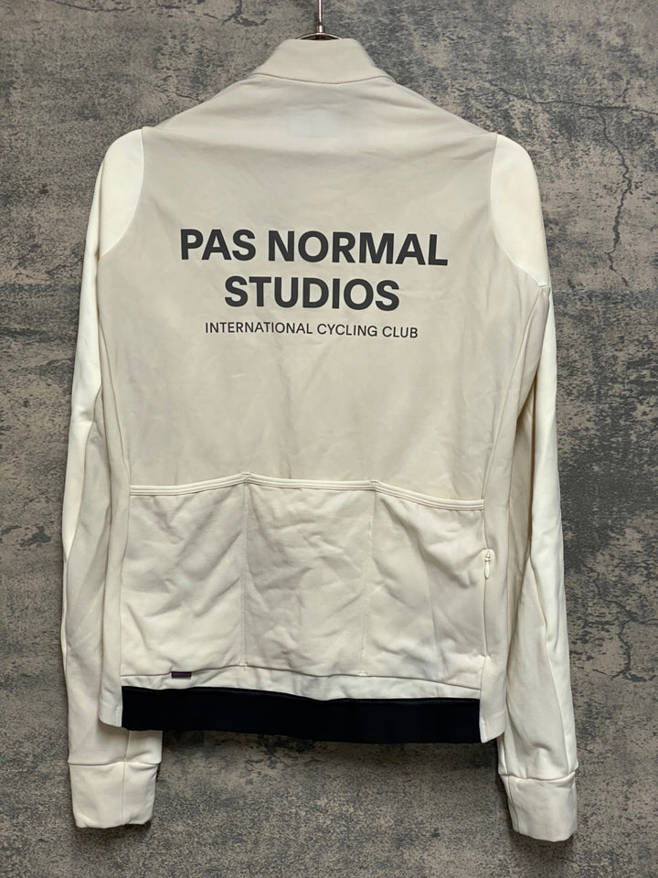 KA556 パスノーマルスタジオ PAS NORMAL STUDIOS MECHANISM THERMAL LONG SLEEVE JERSEY 長袖 サイクルジャージ 白 M 裏起毛 ※汚れ